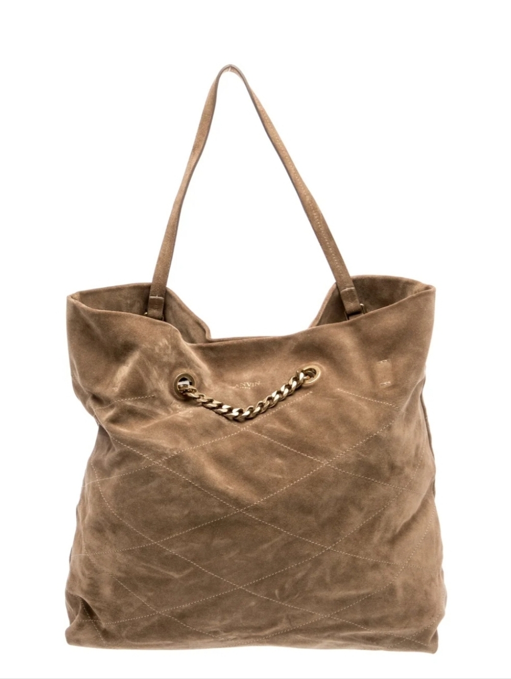 Lanvin Authentic Tan Suede Tote Bag